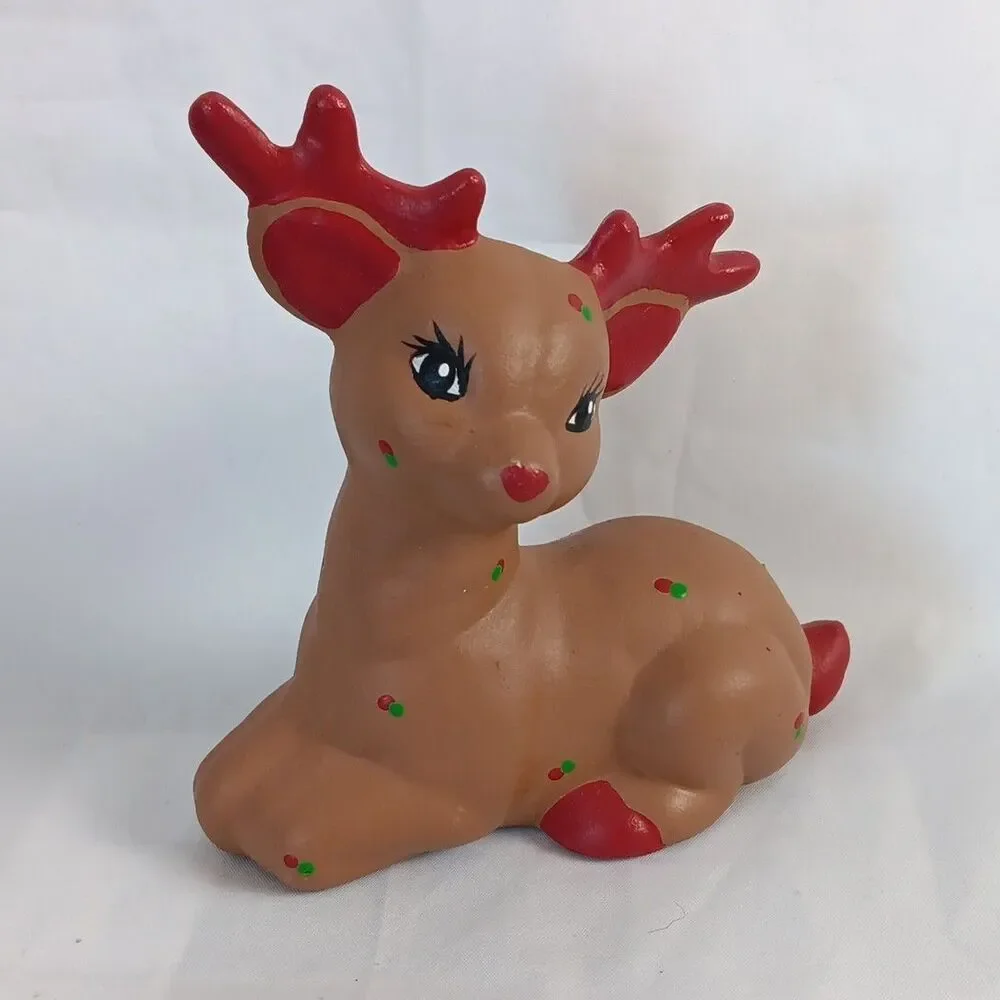 Vintage Christmas Hand Painted Ceramic Reindeer Christmas Decoration Figurine